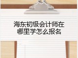 海东初级会计师在哪里学怎么报名