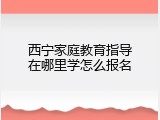 西宁家庭教育指导在哪里学怎么报名