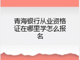 青海银行从业资格证在哪里学怎么报名