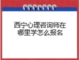 西宁心理咨询师在哪里学怎么报名