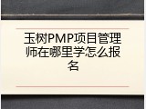 玉树PMP项目管理师在哪里学怎么报名