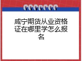 咸宁期货从业资格证在哪里学怎么报名