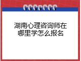 湖南心理咨询师在哪里学怎么报名