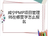 咸宁PMP项目管理师在哪里学怎么报名