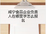 咸宁食品企业负责人在哪里学怎么报名