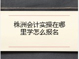 株洲会计实操在哪里学怎么报名