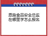 恩施食品安全总监在哪里学怎么报名