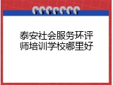 泰安社会服务环评师培训学校哪里好