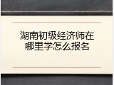 湖南初级经济师在哪里学怎么报名