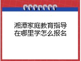 湘潭家庭教育指导在哪里学怎么报名
