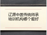 辽源中医传统师承培训机构哪个最好