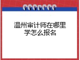 温州审计师在哪里学怎么报名