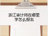浙江审计师在哪里学怎么报名