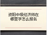 资阳中级经济师在哪里学怎么报名
