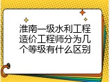淮南一级水利工程造价工程师分为几个等级有什么区别