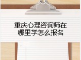 重庆心理咨询师在哪里学怎么报名