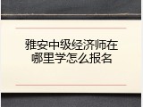 雅安中级经济师在哪里学怎么报名