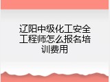 辽阳中级化工安全工程师怎么报名培训费用