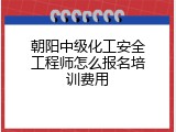 朝阳中级化工安全工程师怎么报名培训费用