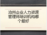 沧州企业人力资源管理师培训机构哪个最好