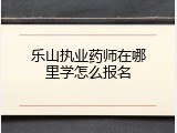 乐山执业药师在哪里学怎么报名