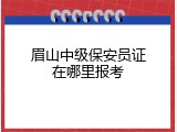 眉山中级保安员证在哪里报考
