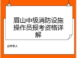 眉山中级消防设施操作员报考资格详解