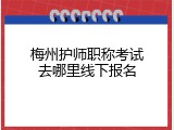梅州护师职称考试去哪里线下报名