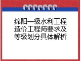 绵阳一级水利工程造价工程师要求及等级划分具体解析