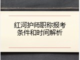 红河护师职称报考条件和时间解析