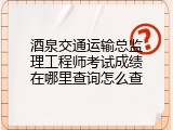 酒泉交通运输总监理工程师考试成绩在哪里查询怎么查