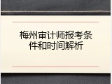 梅州审计师报考条件和时间解析