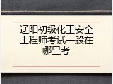 辽阳初级化工安全工程师考试一般在哪里考