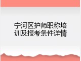 宁河区护师职称培训及报考条件详情