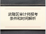 武隆区审计师报考条件和时间解析