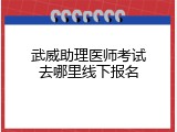 武威助理医师考试去哪里线下报名
