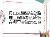 舟山交通运输总监理工程师考试成绩在哪里查询怎么查