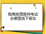 陇南助理医师考试去哪里线下报名