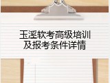 玉溪软考高级培训及报考条件详情