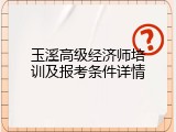 玉溪高级经济师培训及报考条件详情