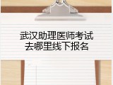 武汉助理医师考试去哪里线下报名