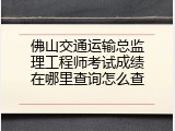 佛山交通运输总监理工程师考试成绩在哪里查询怎么查