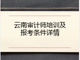 云南审计师培训及报考条件详情