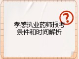 孝感执业药师报考条件和时间解析