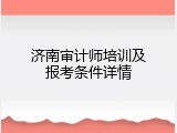 济南审计师培训及报考条件详情