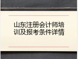 山东注册会计师培训及报考条件详情