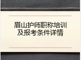 眉山护师职称培训及报考条件详情