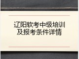 辽阳软考中级培训及报考条件详情
