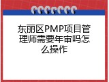 东丽区PMP项目管理师需要年审吗怎么操作