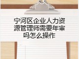 宁河区企业人力资源管理师需要年审吗怎么操作